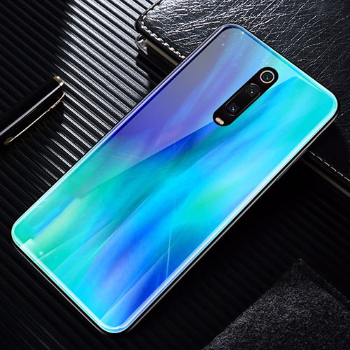 Silicone Frame Mirror Case Cover T02 for Xiaomi Mi 9T Pro Sky Blue