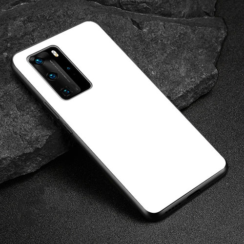 Silicone Frame Mirror Case Cover T03 for Huawei P40 Pro White