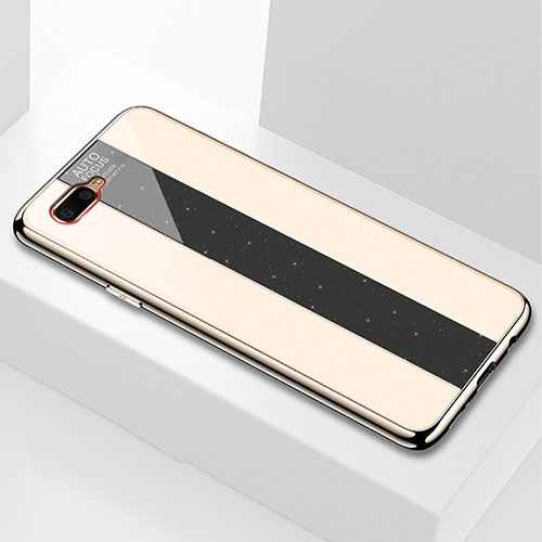 Silicone Frame Mirror Case Cover T04 for Oppo R15X Gold