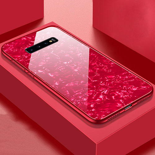 Silicone Frame Mirror Case Cover U01 for Samsung Galaxy S10 5G Red