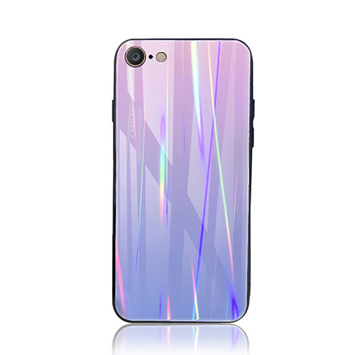 Silicone Frame Mirror Rainbow Gradient Case Cover for Apple iPhone 7 Purple