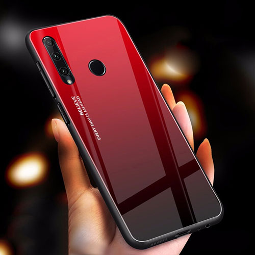 Silicone Frame Mirror Rainbow Gradient Case Cover for Huawei Honor 20 Lite Red