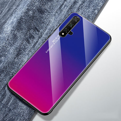 Silicone Frame Mirror Rainbow Gradient Case Cover for Huawei Honor 20S Purple