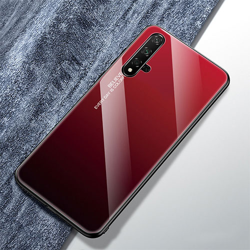 Silicone Frame Mirror Rainbow Gradient Case Cover for Huawei Honor 20S Red