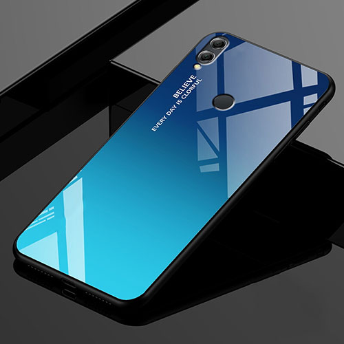 Silicone Frame Mirror Rainbow Gradient Case Cover for Huawei Honor 8X Max Blue