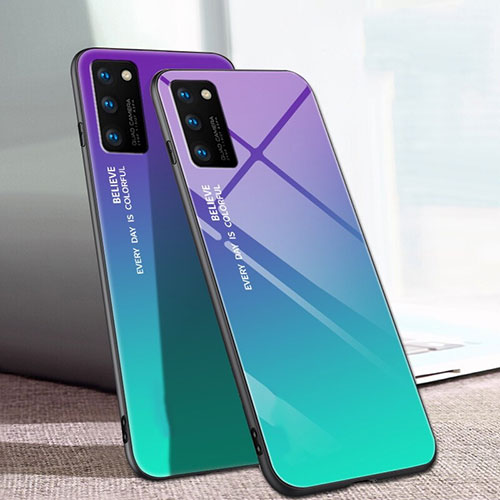 Silicone Frame Mirror Rainbow Gradient Case Cover for Huawei Honor View 30 Pro 5G Green