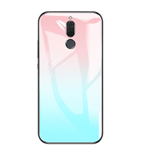 Silicone Frame Mirror Rainbow Gradient Case Cover for Huawei Mate 10 Lite Sky Blue