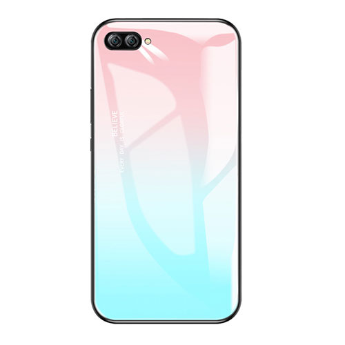 Silicone Frame Mirror Rainbow Gradient Case Cover for Huawei Nova 2S Sky Blue