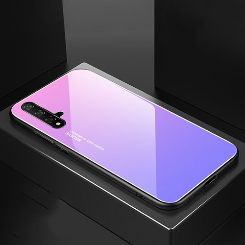 Silicone Frame Mirror Rainbow Gradient Case Cover for Huawei Nova 5 Pro Pink