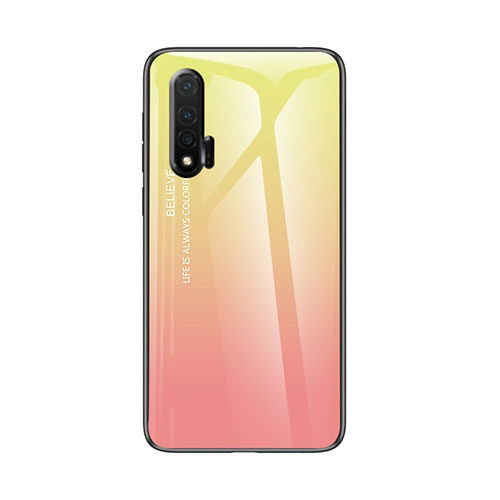 Silicone Frame Mirror Rainbow Gradient Case Cover for Huawei Nova 6 Yellow