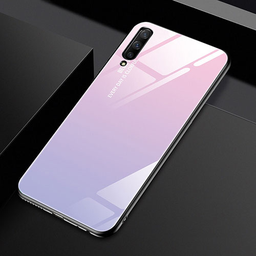 Silicone Frame Mirror Rainbow Gradient Case Cover for Huawei P Smart Pro (2019) Pink