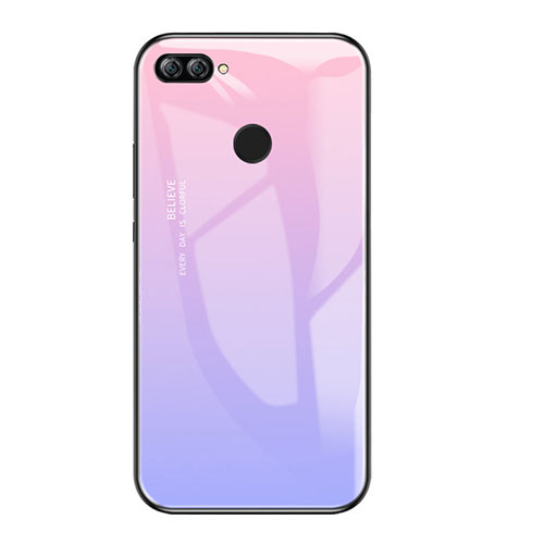 Silicone Frame Mirror Rainbow Gradient Case Cover for Huawei P Smart Purple