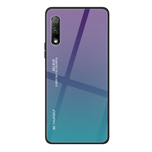 Silicone Frame Mirror Rainbow Gradient Case Cover for Huawei P Smart Z (2019) Purple