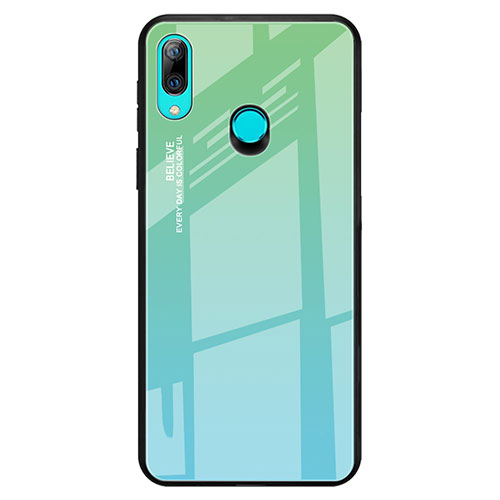 Silicone Frame Mirror Rainbow Gradient Case Cover for Huawei P Smart Z Cyan