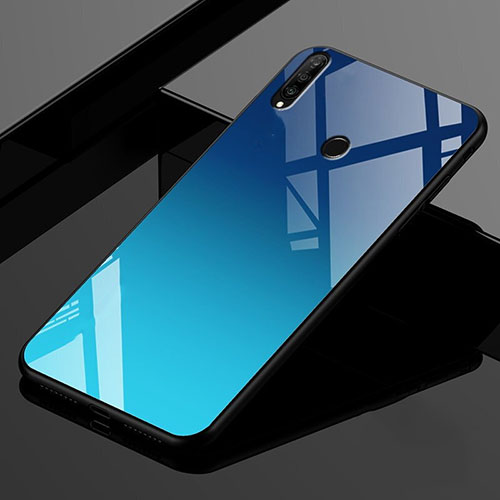 Silicone Frame Mirror Rainbow Gradient Case Cover for Huawei P30 Lite New Edition Blue