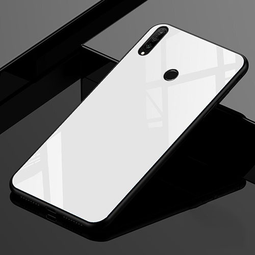 Silicone Frame Mirror Rainbow Gradient Case Cover for Huawei P30 Lite XL White