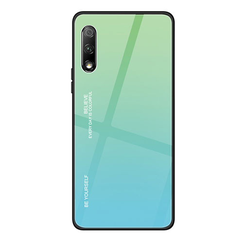 Silicone Frame Mirror Rainbow Gradient Case Cover for Huawei Y9 Prime (2019) Green