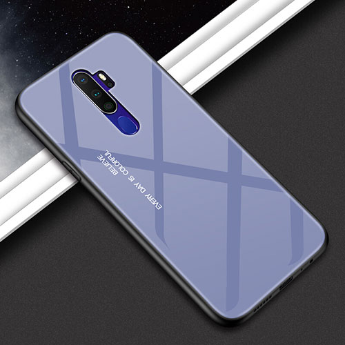 Silicone Frame Mirror Rainbow Gradient Case Cover for Oppo A9 (2020) Gray