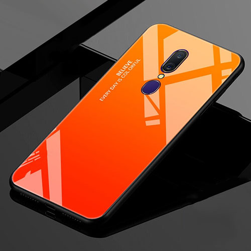 Silicone Frame Mirror Rainbow Gradient Case Cover for Oppo A9X Orange