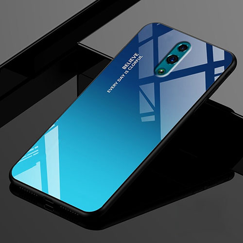 Silicone Frame Mirror Rainbow Gradient Case Cover for Oppo K3 Blue