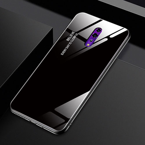 Silicone Frame Mirror Rainbow Gradient Case Cover for Oppo Reno Z Black