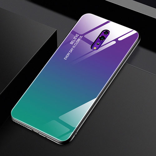 Silicone Frame Mirror Rainbow Gradient Case Cover for Oppo Reno Z Mixed