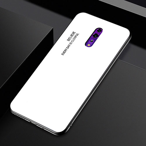 Silicone Frame Mirror Rainbow Gradient Case Cover for Oppo Reno Z White