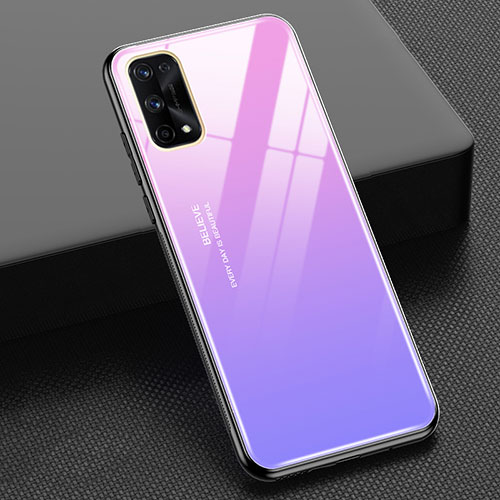 Silicone Frame Mirror Rainbow Gradient Case Cover for Realme Q2 Pro 5G Clove Purple