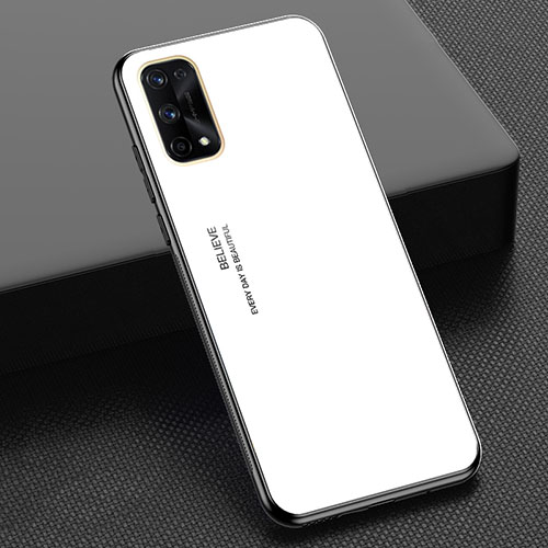 Silicone Frame Mirror Rainbow Gradient Case Cover for Realme Q2 Pro 5G White