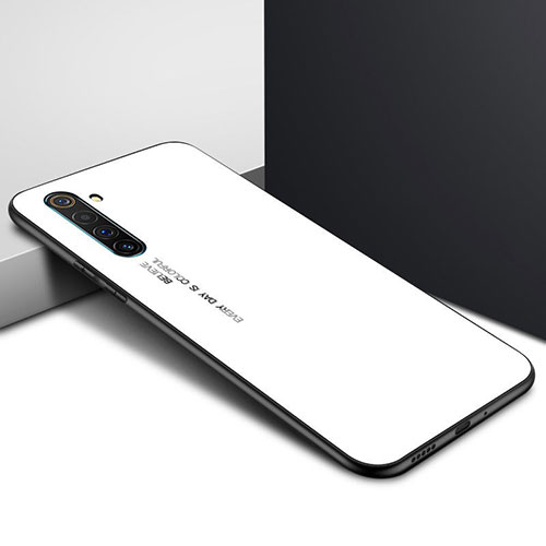 Silicone Frame Mirror Rainbow Gradient Case Cover for Realme X50 Pro 5G White