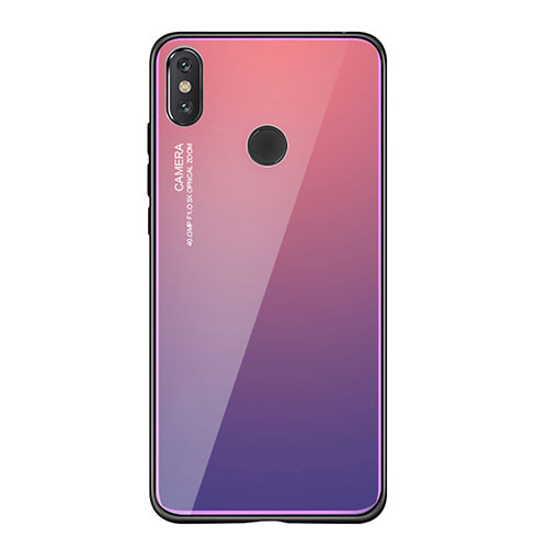 Silicone Frame Mirror Rainbow Gradient Case Cover for Xiaomi Mi 8 SE Purple