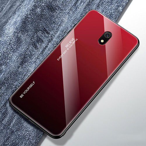 Silicone Frame Mirror Rainbow Gradient Case Cover for Xiaomi Redmi 8A Red