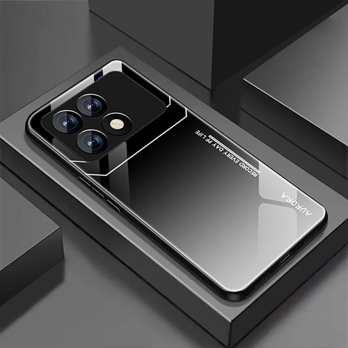 Silicone Frame Mirror Rainbow Gradient Case Cover for Xiaomi Redmi K70 5G Dark Gray