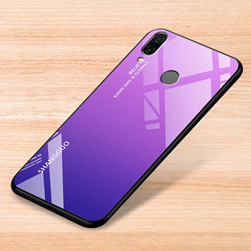 Silicone Frame Mirror Rainbow Gradient Case Cover for Xiaomi Redmi Note 7 Pro Purple