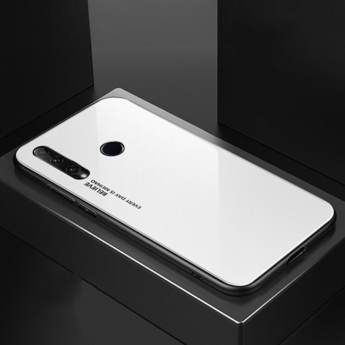 Silicone Frame Mirror Rainbow Gradient Case Cover H01 for Huawei Honor 20E White