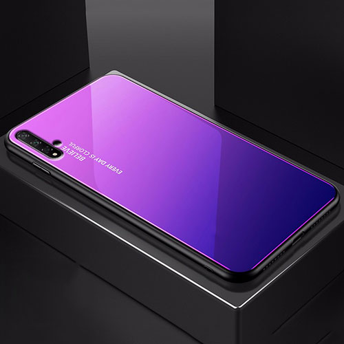 Silicone Frame Mirror Rainbow Gradient Case Cover H01 for Huawei Honor 20S Purple