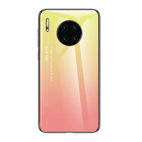 Silicone Frame Mirror Rainbow Gradient Case Cover H01 for Huawei Mate 30 Pink