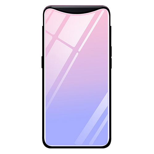 Silicone Frame Mirror Rainbow Gradient Case Cover H01 for Oppo Find X Pink