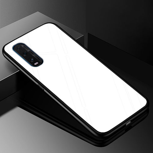 Silicone Frame Mirror Rainbow Gradient Case Cover H01 for Oppo Find X2 White