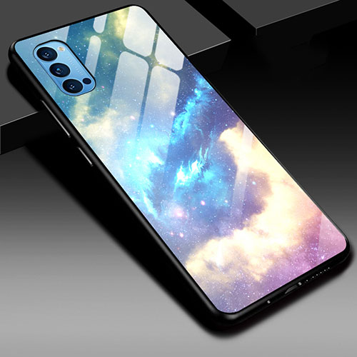 Silicone Frame Mirror Rainbow Gradient Case Cover H01 for Oppo Reno4 Pro 5G Colorful