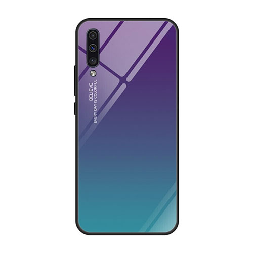 Silicone Frame Mirror Rainbow Gradient Case Cover H01 for Samsung Galaxy A90 5G Purple