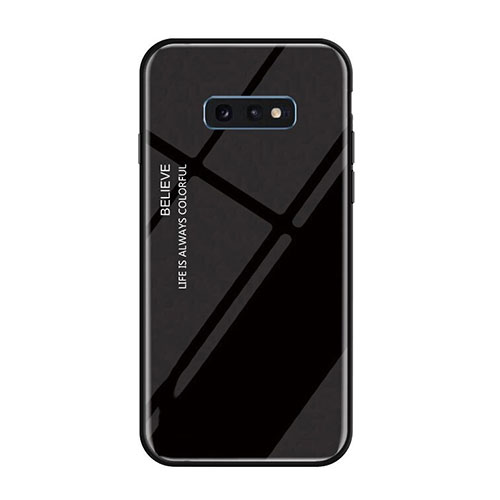 Silicone Frame Mirror Rainbow Gradient Case Cover H01 for Samsung Galaxy S10e Black