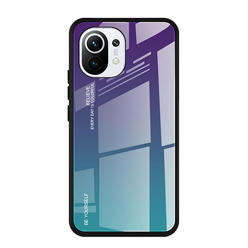 Silicone Frame Mirror Rainbow Gradient Case Cover H01 for Xiaomi Mi 11 Lite 5G Mixed