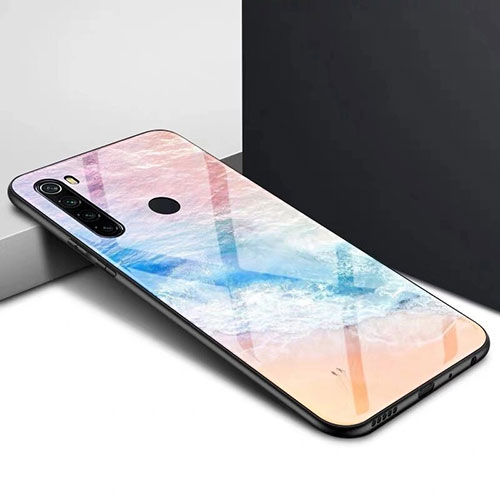 Silicone Frame Mirror Rainbow Gradient Case Cover H01 for Xiaomi Redmi Note 8T Orange