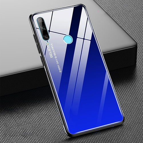 Silicone Frame Mirror Rainbow Gradient Case Cover H02 for Huawei Honor 20E Blue