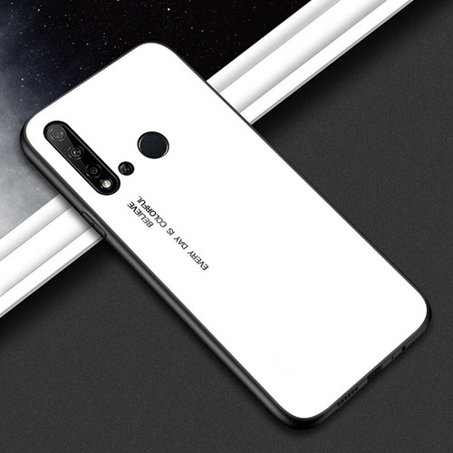 Silicone Frame Mirror Rainbow Gradient Case Cover H02 for Huawei P20 Lite (2019) White