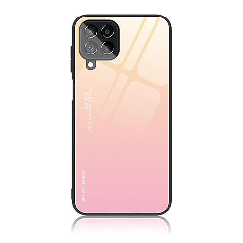 Silicone Frame Mirror Rainbow Gradient Case Cover JD1 for Samsung Galaxy M53 5G Pink