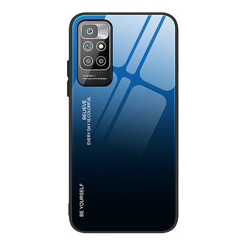 Silicone Frame Mirror Rainbow Gradient Case Cover JM1 for Xiaomi Redmi Note 11 4G (2021) Blue