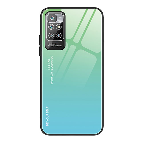 Silicone Frame Mirror Rainbow Gradient Case Cover JM1 for Xiaomi Redmi Note 11 4G (2021) Mint Blue