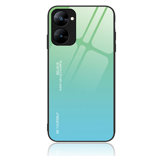 Silicone Frame Mirror Rainbow Gradient Case Cover JM2 for Realme V20 5G Green